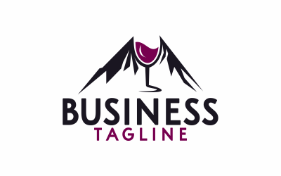 plantilla de logotipo abstracto de montaña de vino
