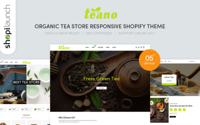 Teano - Ekologisk tebutik Shopify-tema