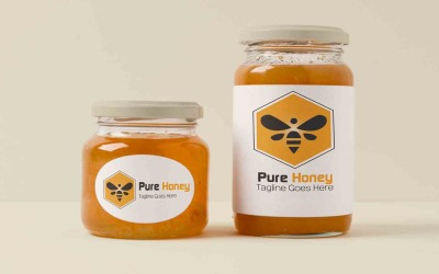 Plantilla de diseño de logotipo de miel pura