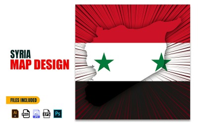 Sýrie Den Nezávislosti Mapa Design Ilustrace