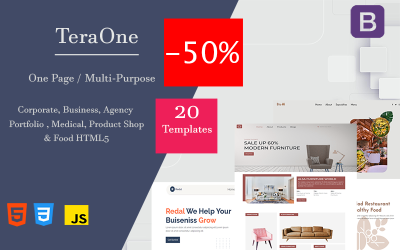 Teraone – Multipurpose HTML5 mall för målsida