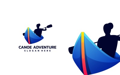 Logotipo de degradado de aventura en canoa