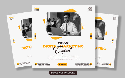 Marketing cyfrowy i szablon projektu postów w mediach społecznościowych
