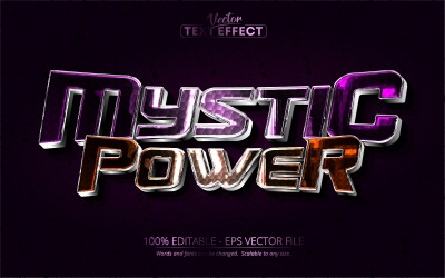 Mystic Power - Effet de texte modifiable, style de texte en métal et argent, illustration graphique