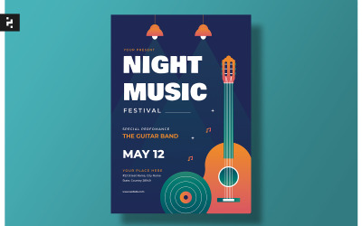 Noční hudební festival leták šablona