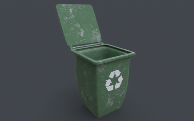 Recycle Trash Can - Game Ready modèle 3D