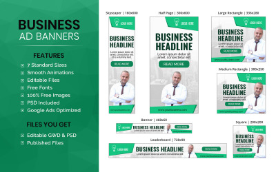 Üzleti szalaghirdetés – HTML5 hirdetéssablon (BU007)