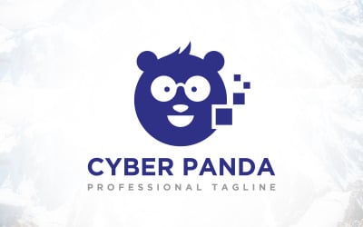 Diseño de logotipo de panda cibernético digital