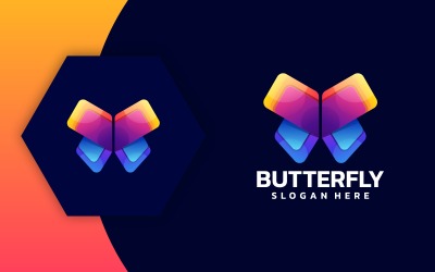 Butterfly färggradient logotyp mall