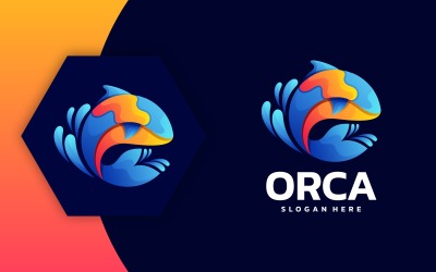Circle Orca färgglad logotypdesign