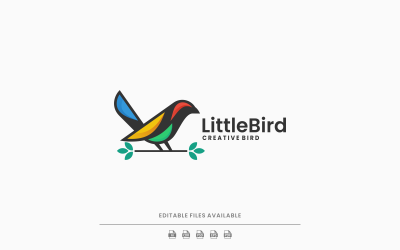 Küçük Kuş Renk Maskot Logo Tarzı