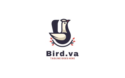 Logotipo de mascote simples de pássaro de beleza