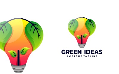 Logotipo degradado de ideas verdes
