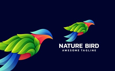 Style de logo dégradé de couleur oiseau nature