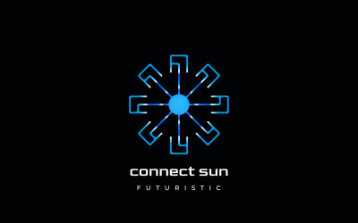 Connect Sun Gradient Techno Logo