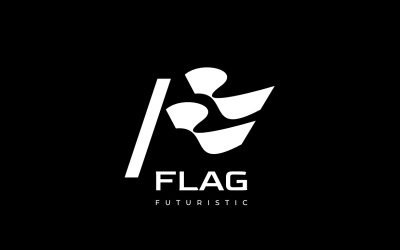 Logo plat noir dynamique de drapeau