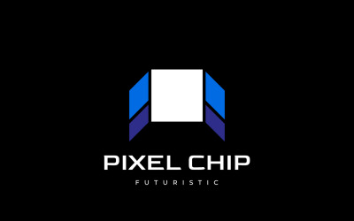 Piksel Çip Düz Tasarım Logosu