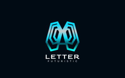 Futuristic Cyan Techno Letter A Logo