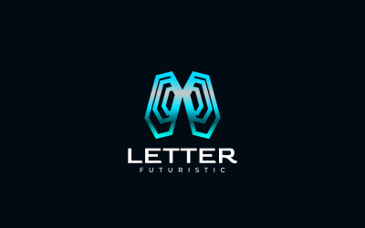 Futuristické azurové techno písmeno logo