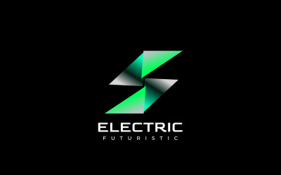 Green Gradient Tech Electric Písmeno S Logo