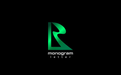 Green Gradient Tech Monogram Letter BR logó