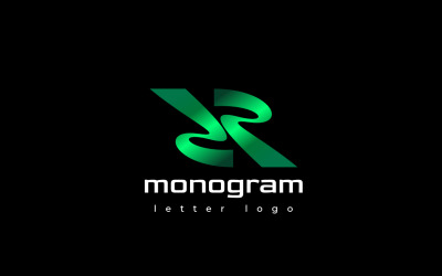 Green Gradient Tech Monogram Letter ZR Logotipo