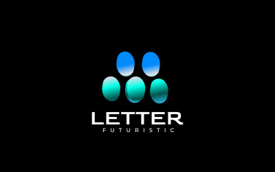 Logo della lettera M sfumata futuristica techno