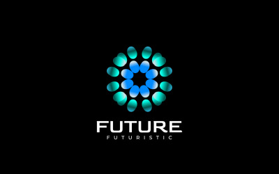 Logotipo de degradado futurista de tecnología abstracta