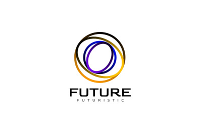 Rond futuristisch Tech Line-afgerond logo