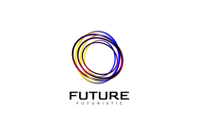 Rundes futuristisches Tech Line Sky-Logo