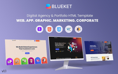 Blueket - HTML-шаблон цифрового агентства та портфоліо