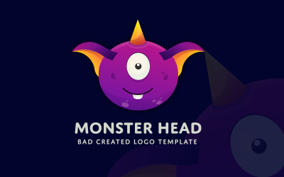Canavar Kafası Renkli Degrade Logo Şablonu