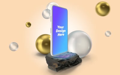 Maquette PSD de téléphone en argile numérique 3D 02