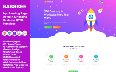 Sassbee - Multifunctionele Sass Landing HTML-sjabloon