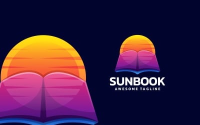Estilo de logotipo gradiente de livro de sol