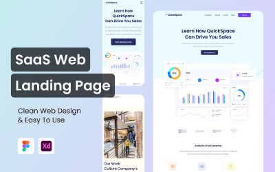 Quickspace - Página de destino web de SaaS 02 Elementos de la interfaz de usuario