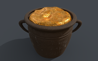 Modelo 3D de olla de oro Low-poly