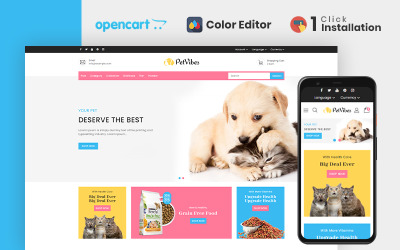 Petvibes - тема Opencart для зоомагазина