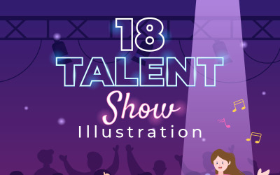 18 Show de Talentos e Ilustração de Quiz de TV