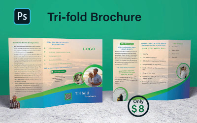 Brochura de três dobras azul e verde criativa - Brochura de três dobras