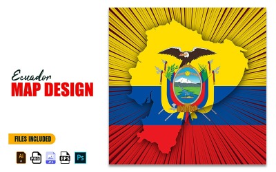 Ecuadors självständighetsdagen karta designillustration