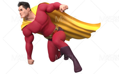 Superhero Landing on White 2 3D Render