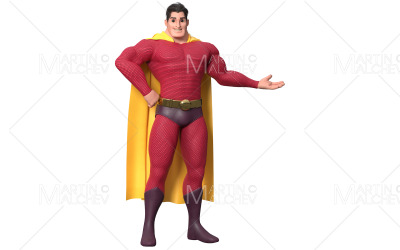 Superhero Presenting on White 3D Render