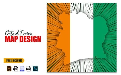 Côte d&#039;Ivoire Independence Day Map Design Illustration