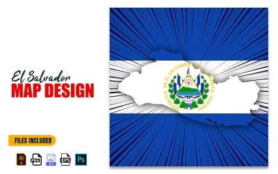 El Salvador Bağımsızlık Günü Haritası Tasarım Çizimi