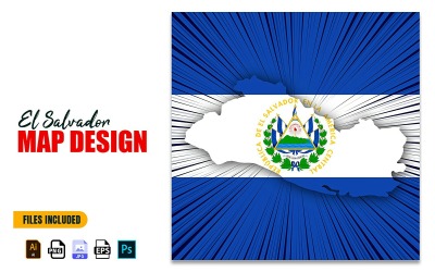 El Salvador Independence Day Map Design Illustration
