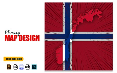 Norge National Day Karta Design Illustration