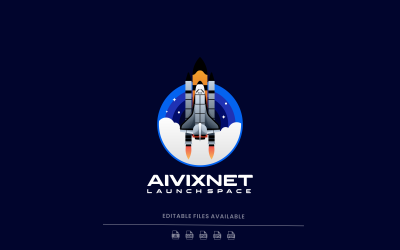 Дизайн логотипа с градиентом цвета ракеты