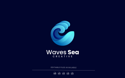 Estilo do logotipo de gradiente do mar de ondas