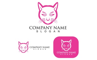 Gato e logotipo fofo e símbolo V2